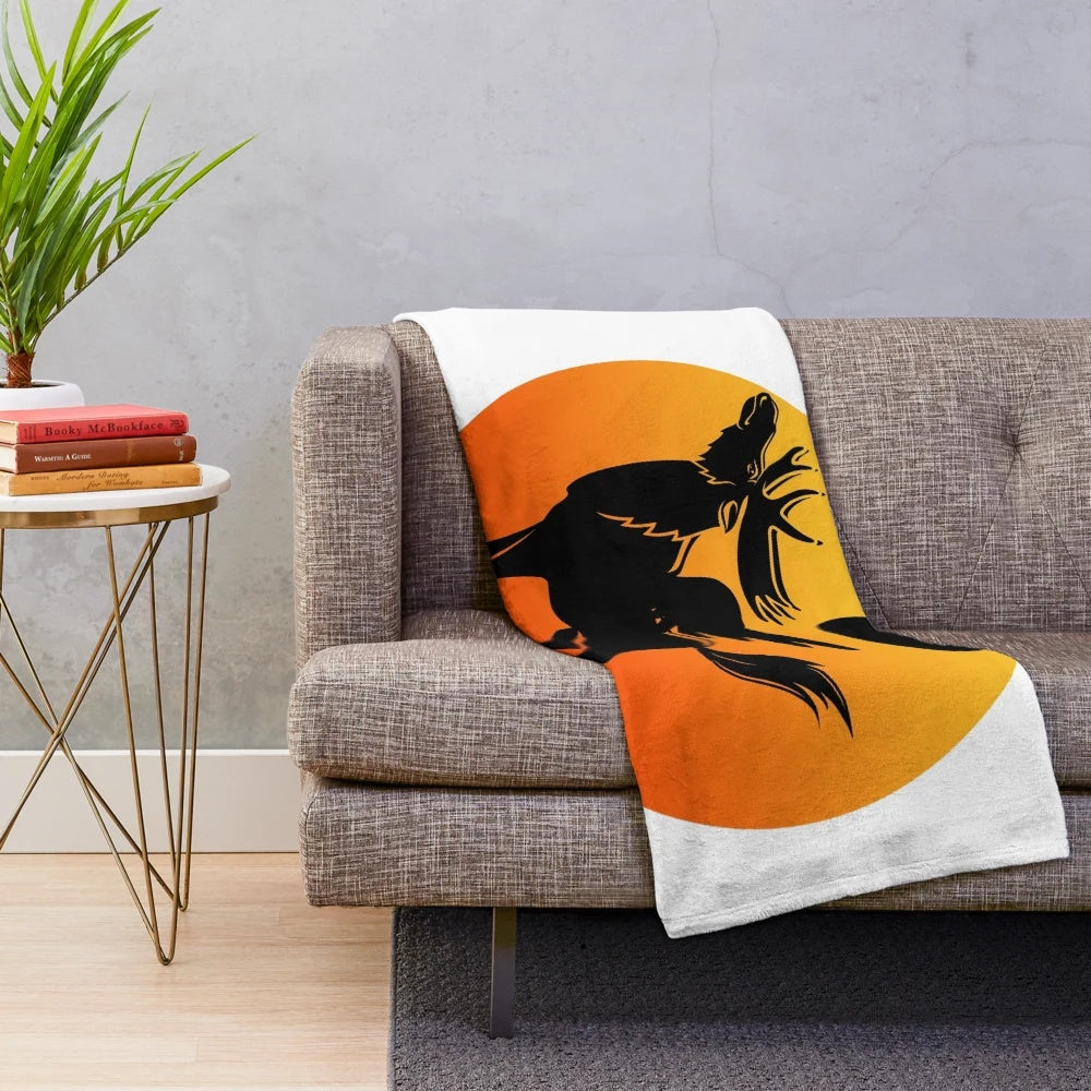 Moose silhouette design on a plush blanket