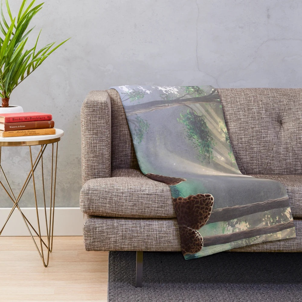 Soft and plush morel mushroom-themed blanket for nature-inspired home decor