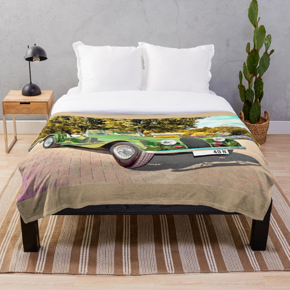 Morgan Roadster plush blanket with car design