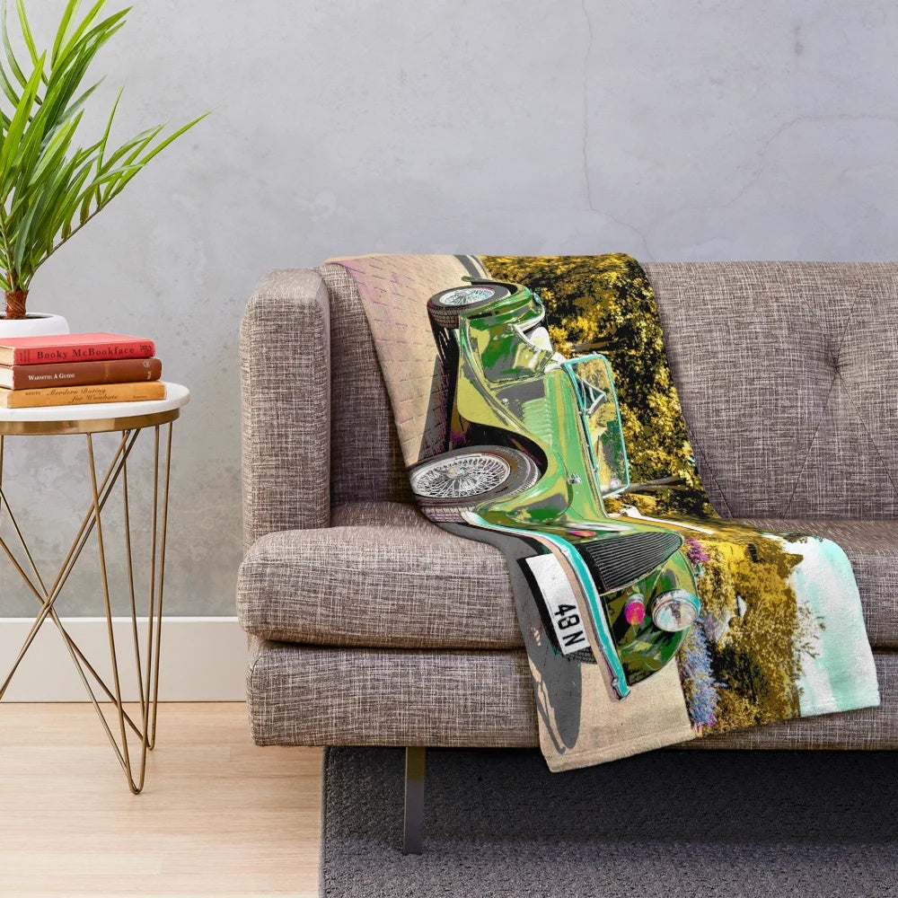 Morgan Roadster plush blanket with car design