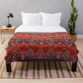 Vibrant Moroccan-style plush blanket with abstract pattern