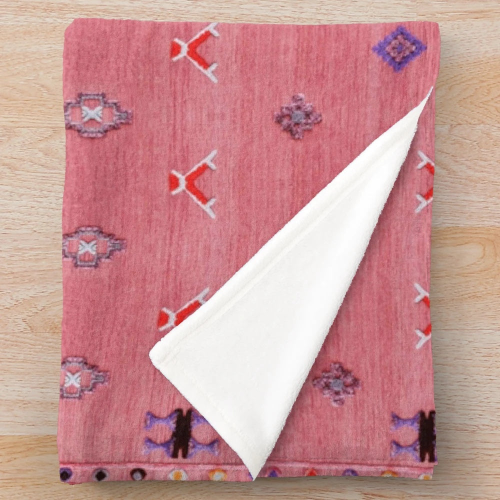 Handmade traditional Moroccan-style plush blanket