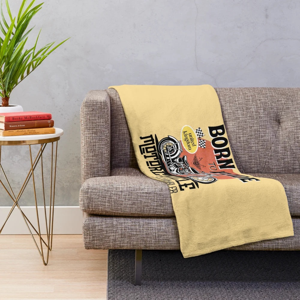 Soft and warm plush blanket with motorcycle design for motorcycle enthusiasts