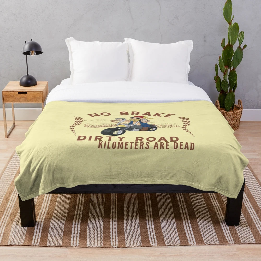 Plush blanket with motorcycle-themed design for bike lovers