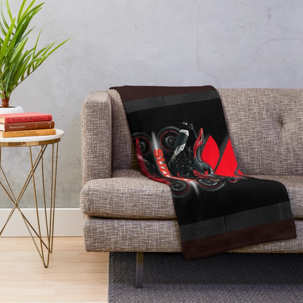 Plush blanket with motorcycle design, perfect for motorcycle enthusiasts