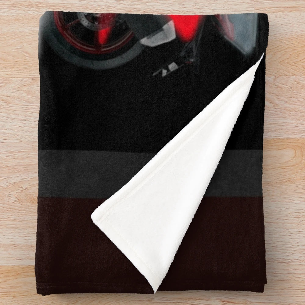 Plush blanket with motorcycle design, perfect for motorcycle enthusiasts