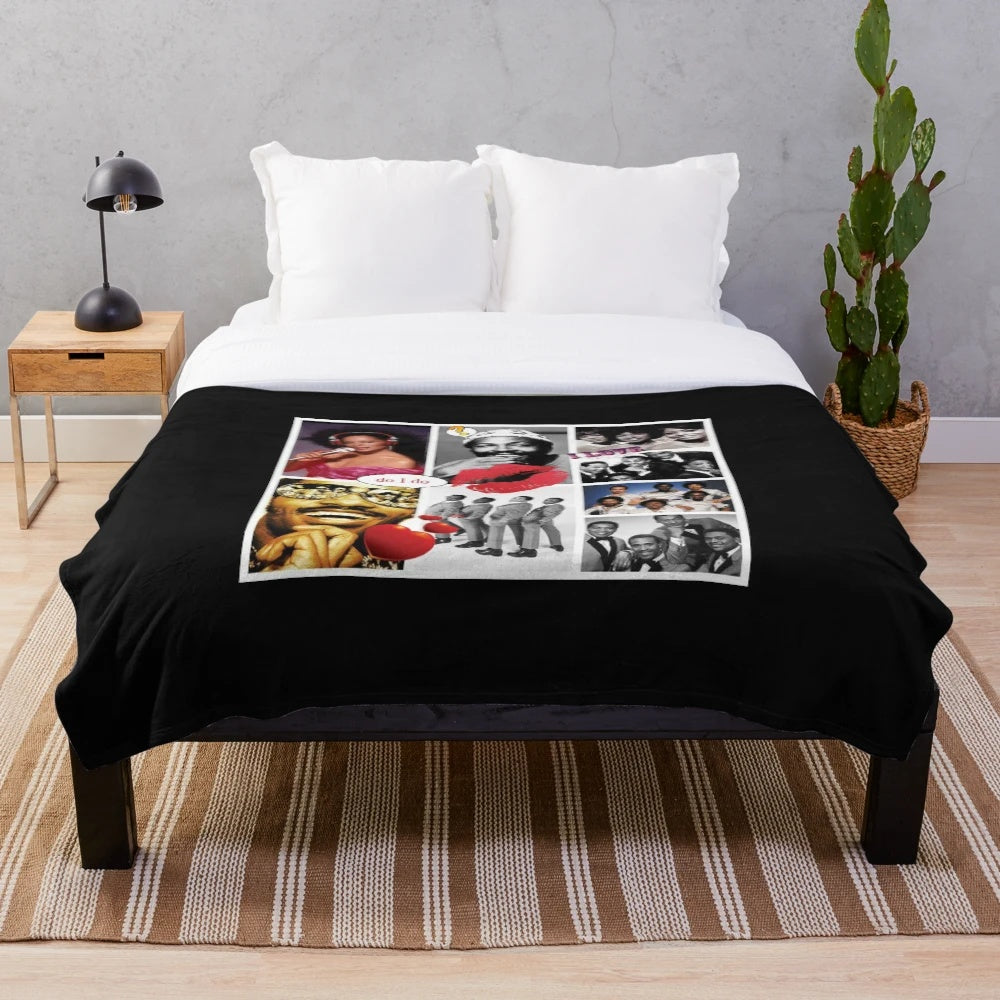 Motown Music Plush Blanket with Iconic Retro Design