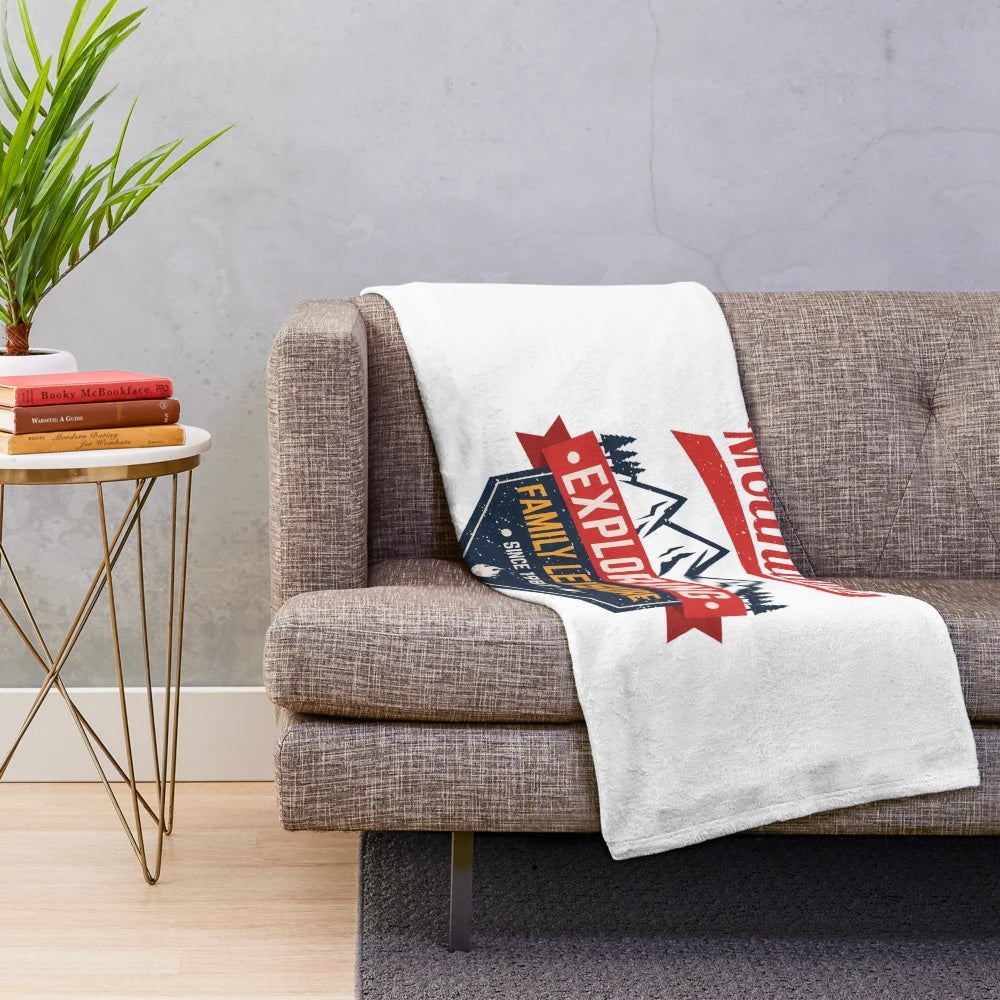 Mountain exploring plush blanket with scenic landscape design