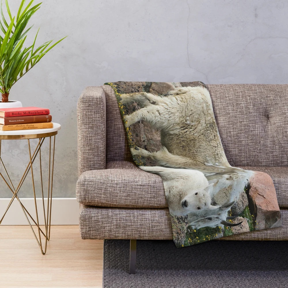 Plush mountain goat blanket with soft, cozy texture for home and living room decor