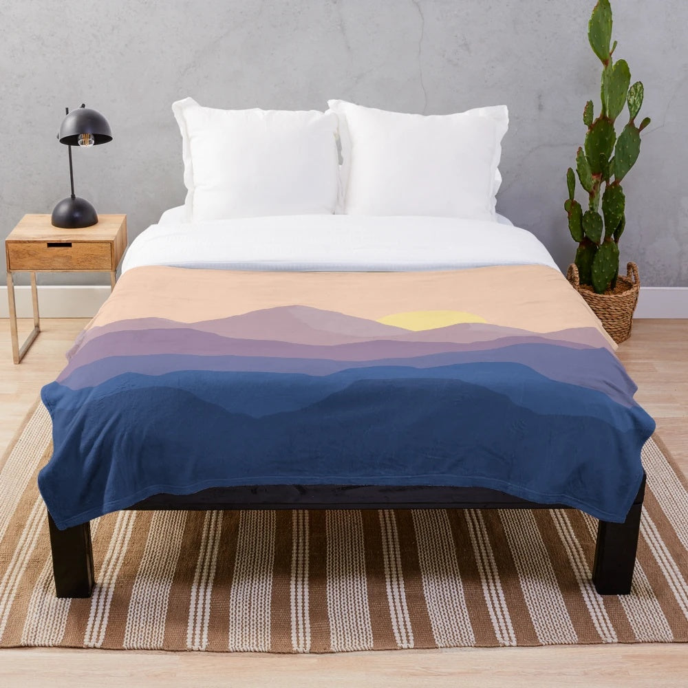 Plush mountain-themed blanket for relaxation and comfort