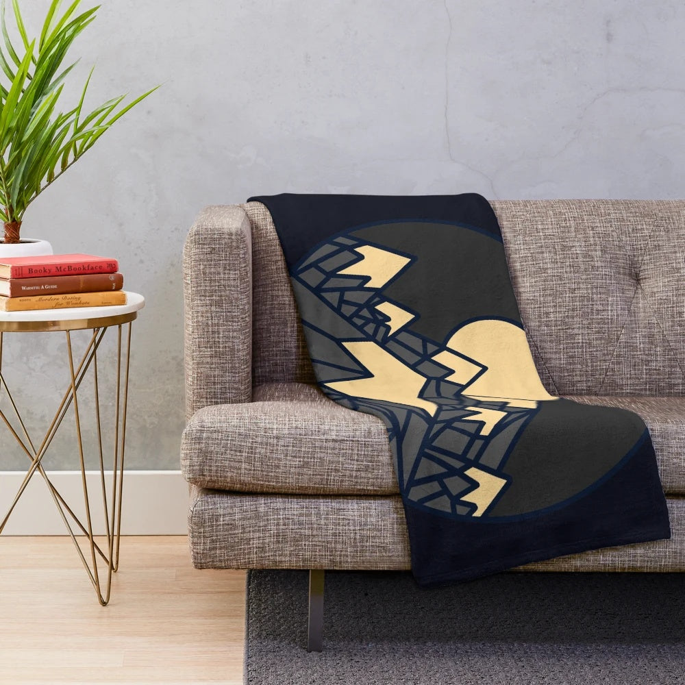 Mountain Plush Blanket with Geometric Landscape Design