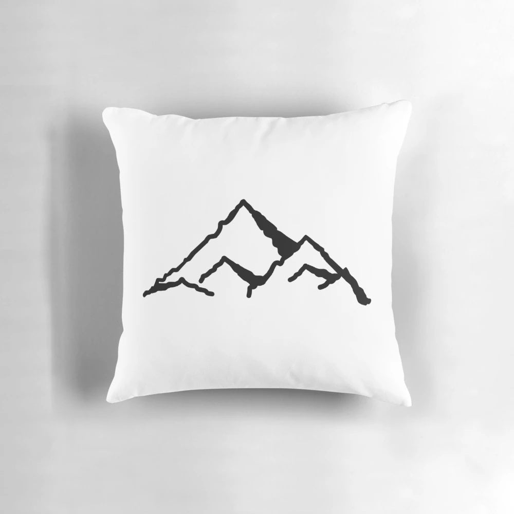 Soft, plush mountains pillow featuring snowy peak design for outdoor enthusiasts