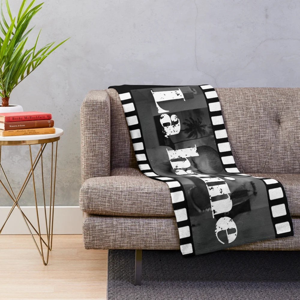 Black and white plush blanket featuring an iconic scene from the movie La Haine