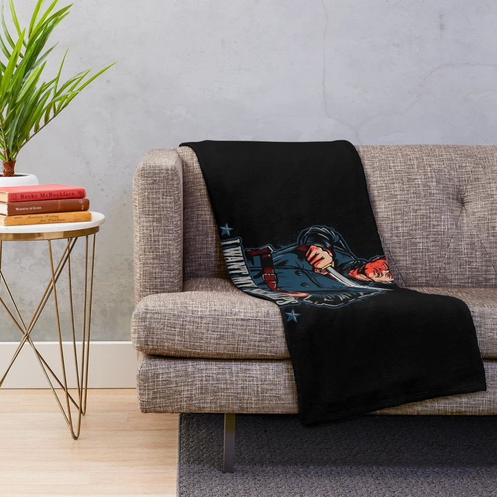 A plush and soft blanket with a movie-inspired design