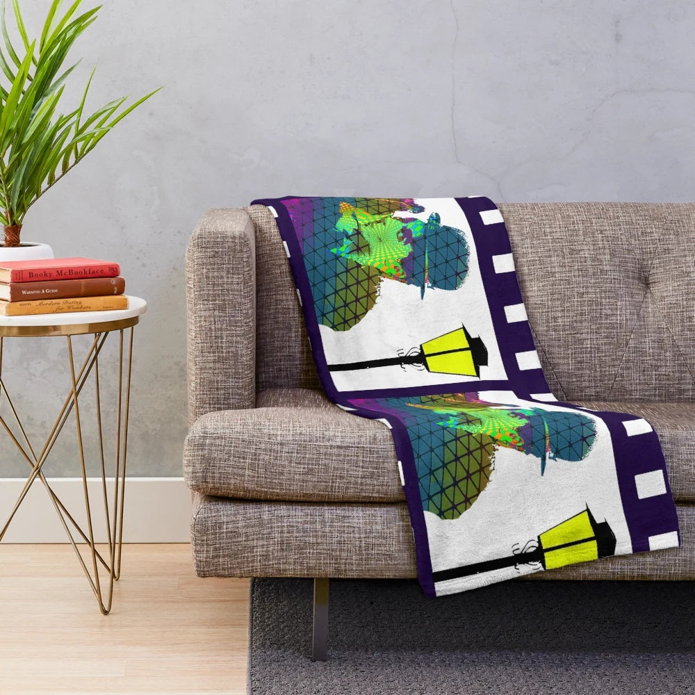 Soft, plush blanket with a romantic movie kiss design