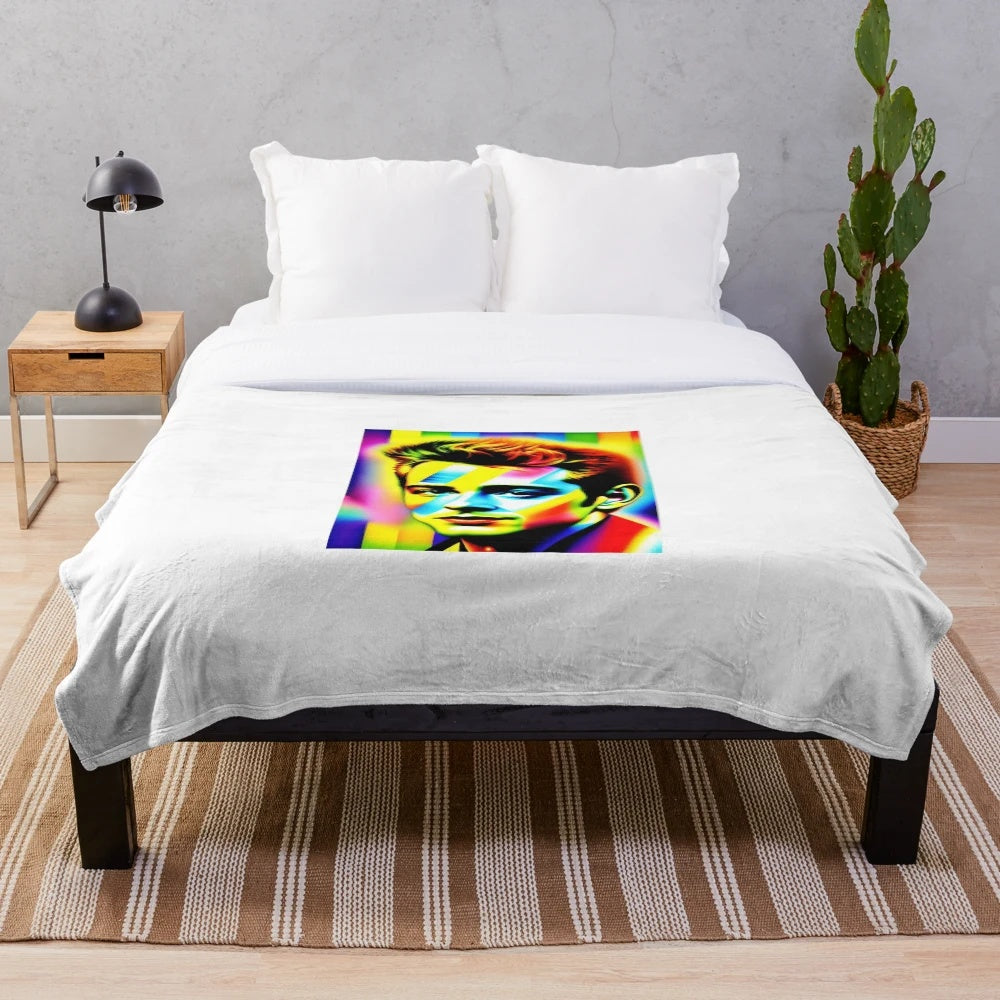 Plush blanket with movie star design, perfect for movie lovers