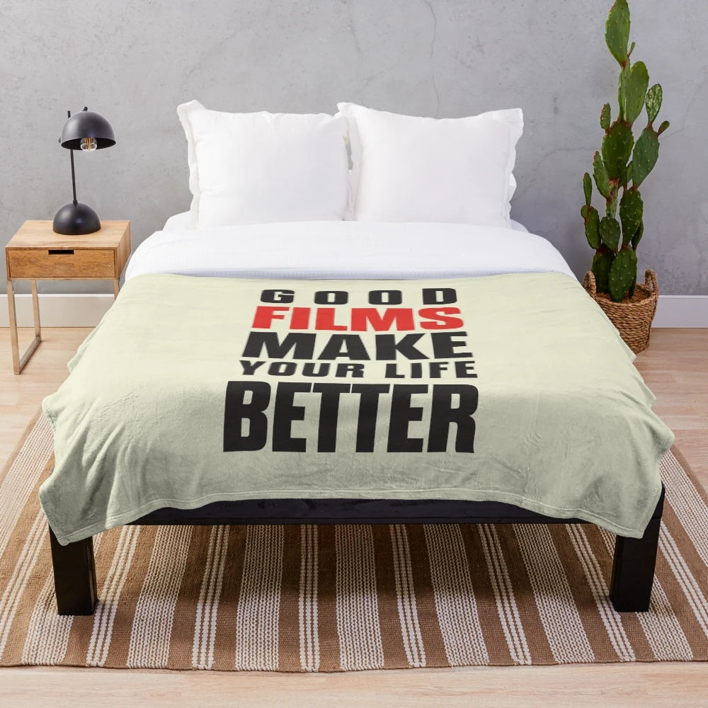 Plush blanket featuring vintage movie design for movie enthusiasts