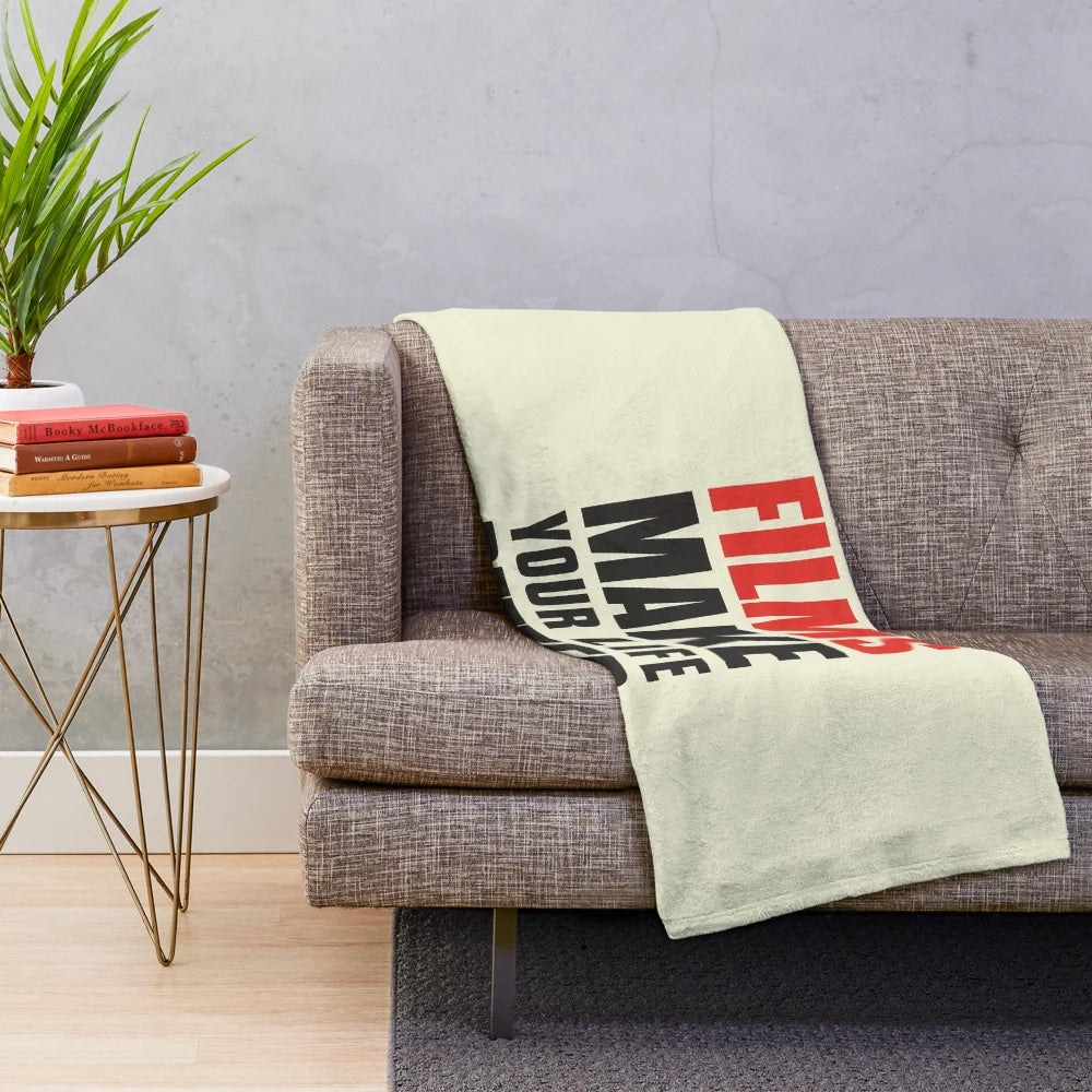 Plush blanket featuring vintage movie design for movie enthusiasts