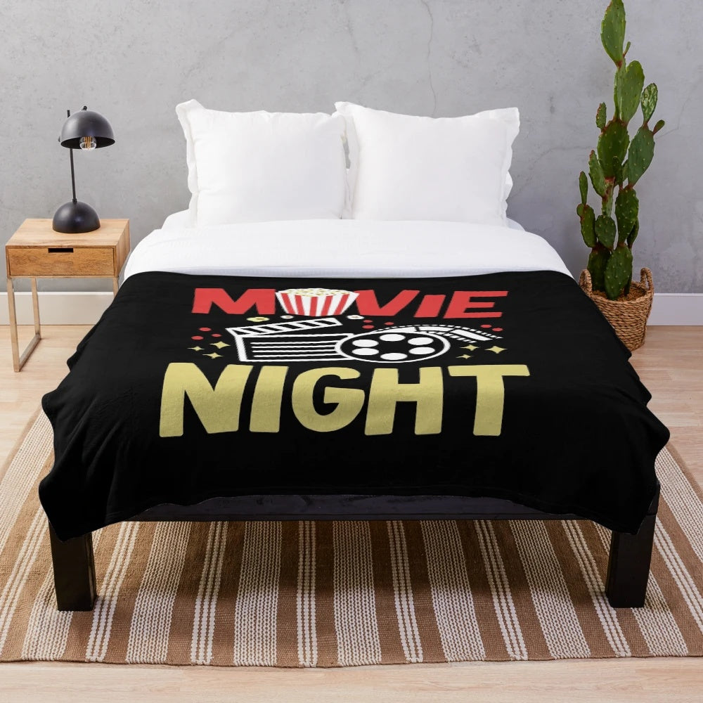 Plush movie night blanket with popcorn design