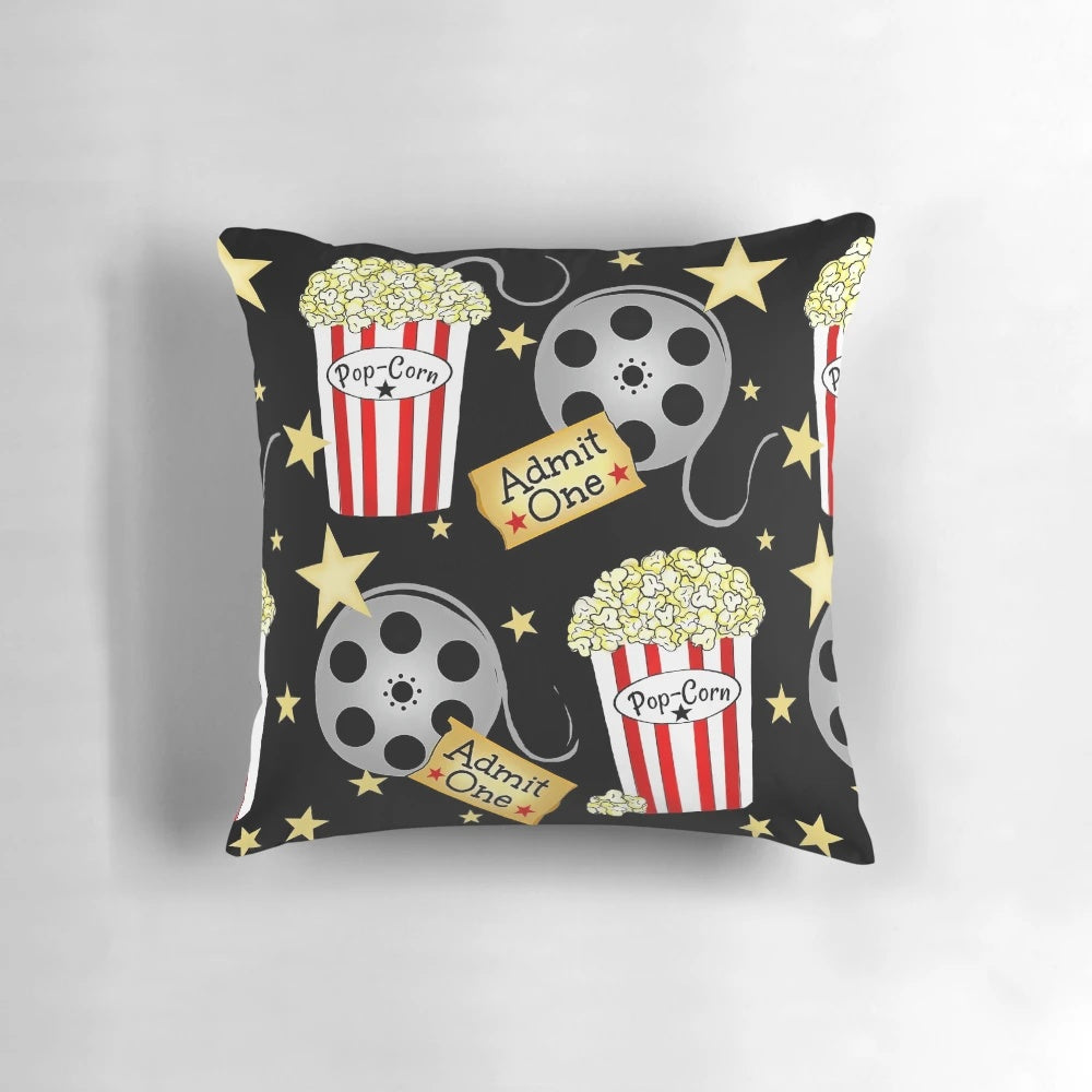 Realistic-looking popcorn pillow for movie night and home cinema experiences