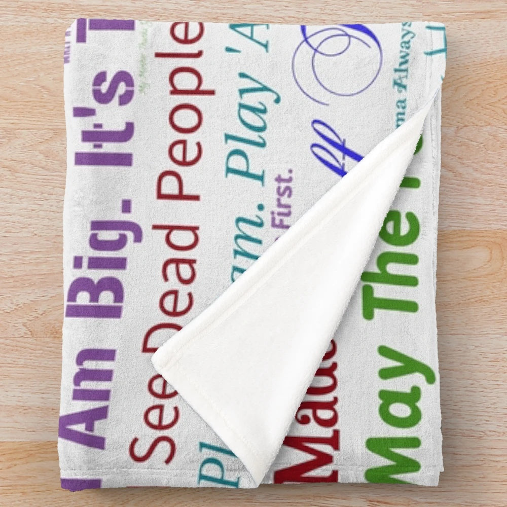 Soft and cozy plush blanket featuring popular movie quotes