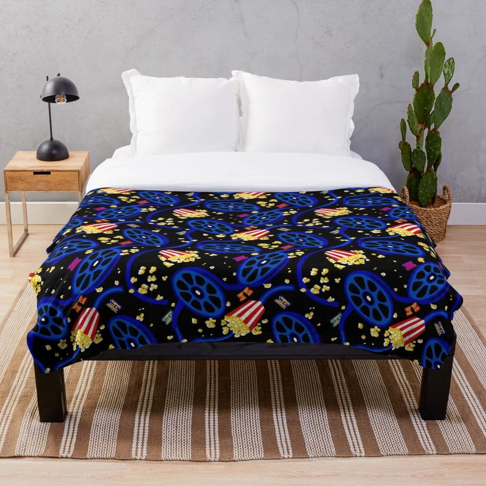 Plush blanket with a movie theater carpet pattern