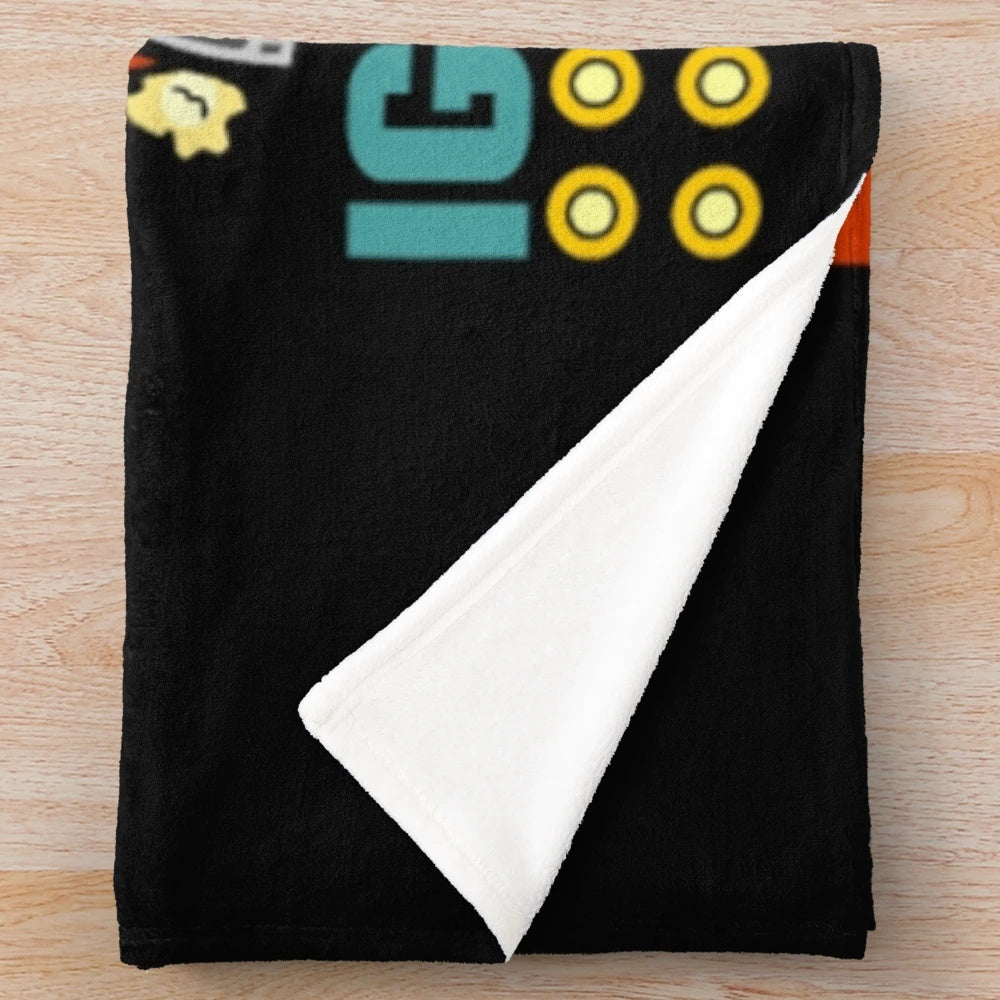 Soft and warm plush blanket with movie theater and popcorn design
