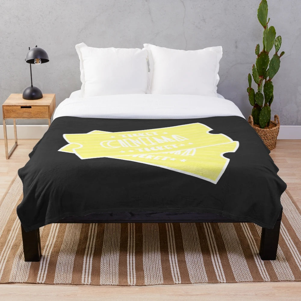 Soft and plush movie ticket themed blanket