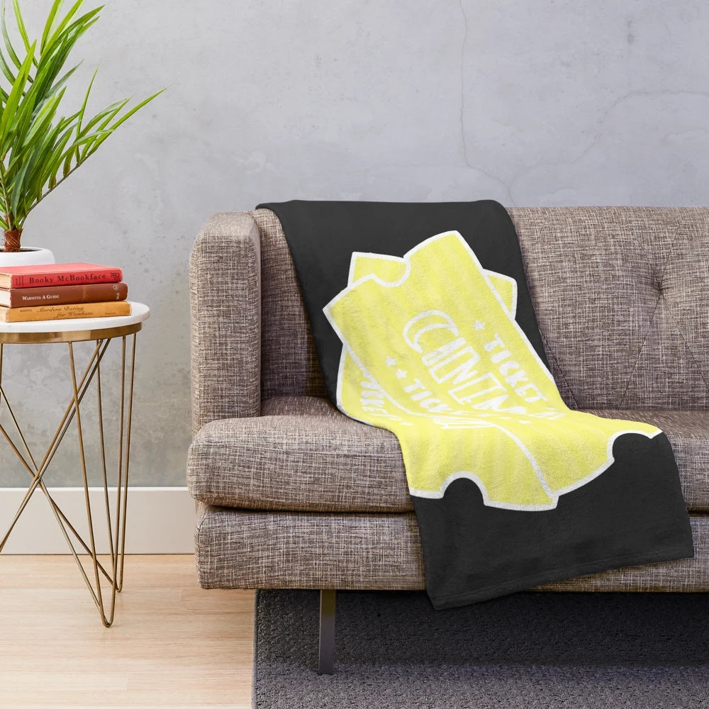 Soft and plush movie ticket themed blanket