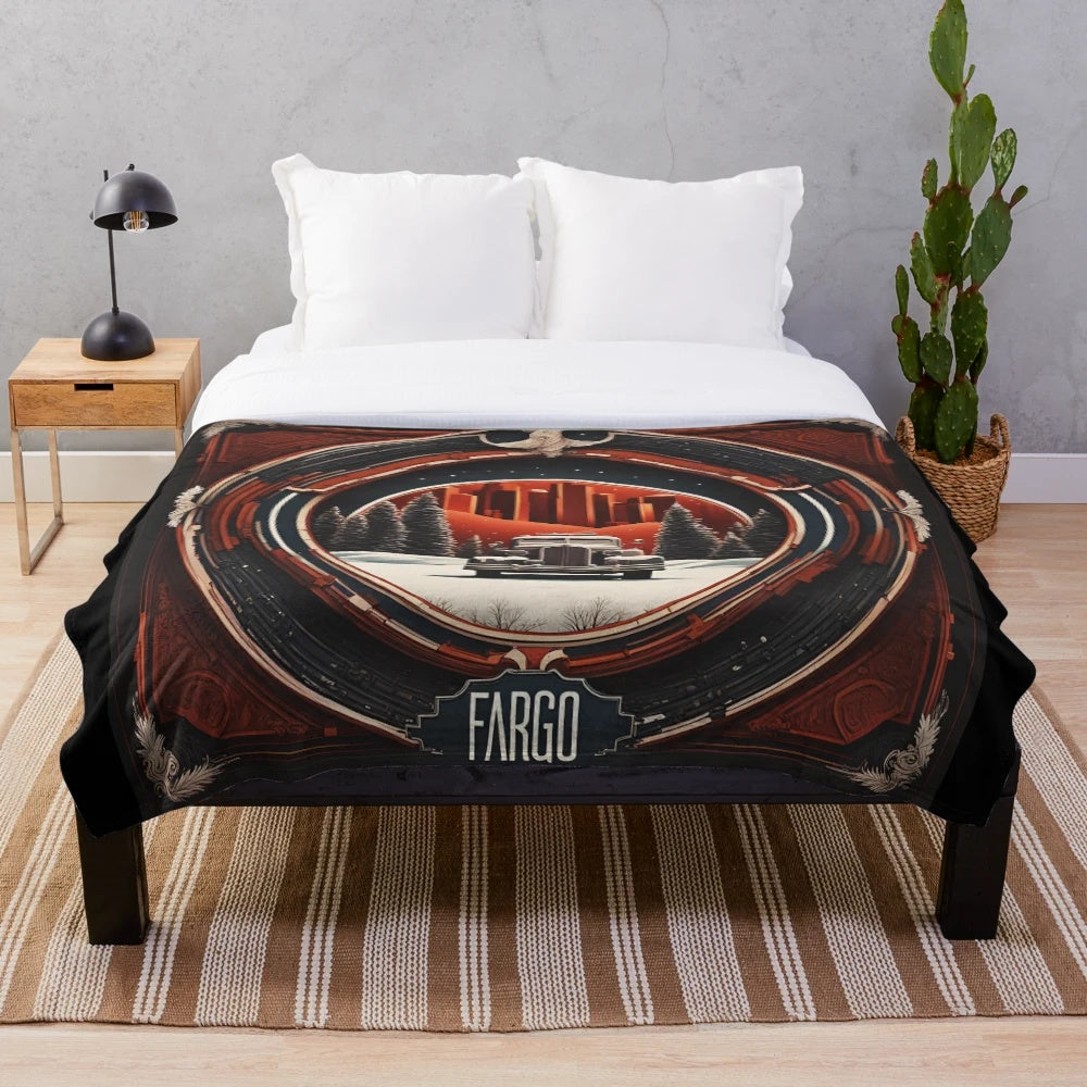A plush movie-themed blanket with a classic film design