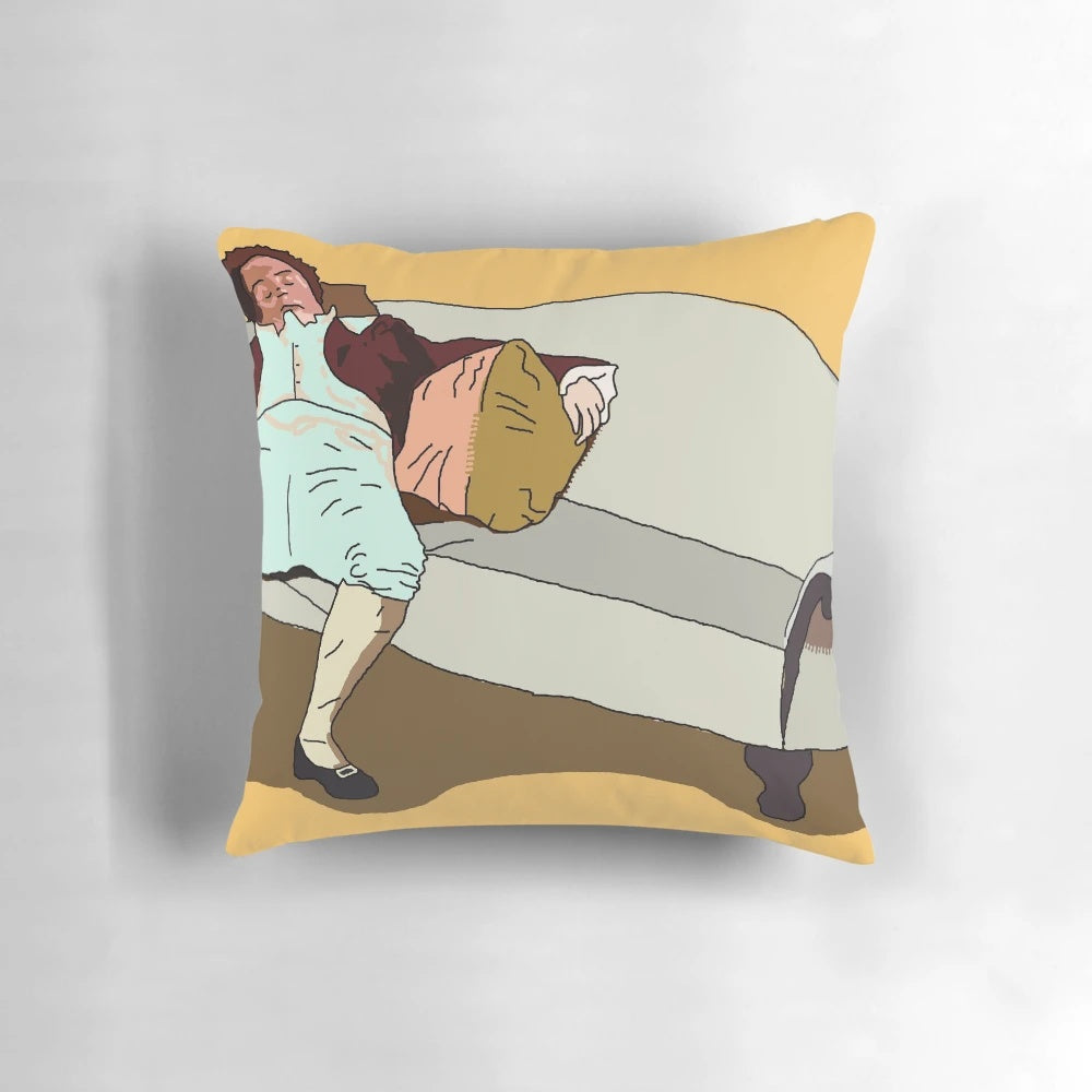 Plush Pride and Prejudice-inspired pillow featuring the character Mr. Hurst