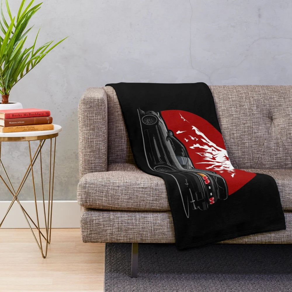 Soft plush blanket featuring the sleek design of a Toyota MR2 sports car