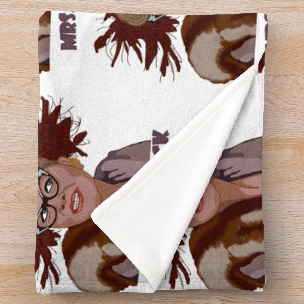 Soft and cuddly plush blanket featuring the iconic character Mrs. Peacock from the classic movie Clue