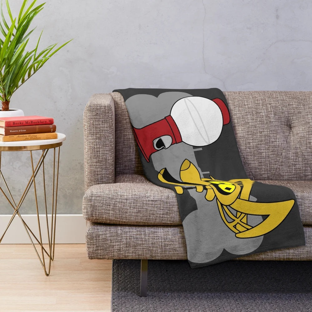 MST3K inspired plush blanket featuring the show's iconic robot characters