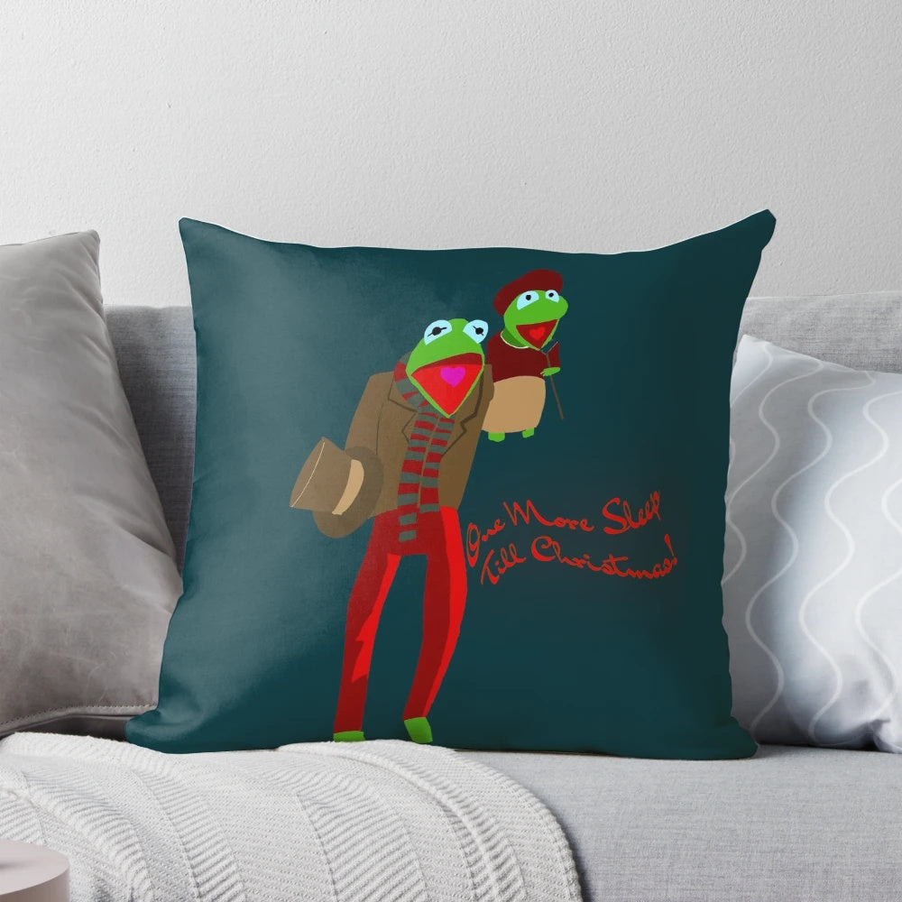 Soft, festive pillow featuring Kermit the Frog from the Muppet Christmas Carol movie
