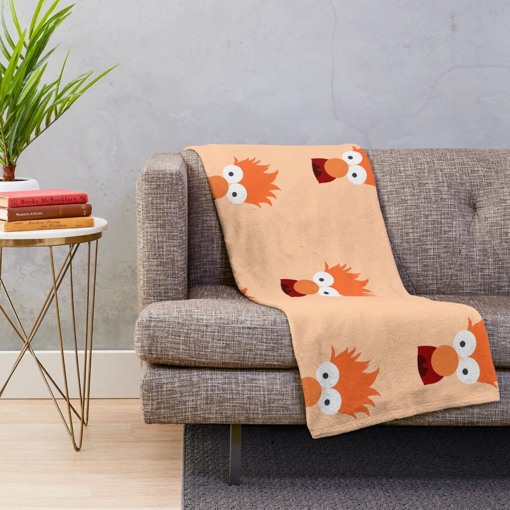 Beaker-themed plush blanket featuring characters from The Muppets