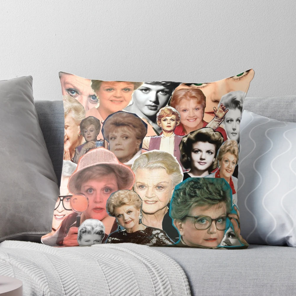 Decorative pillow featuring the iconic 'Murder She Wrote' TV series with Angela Lansbury