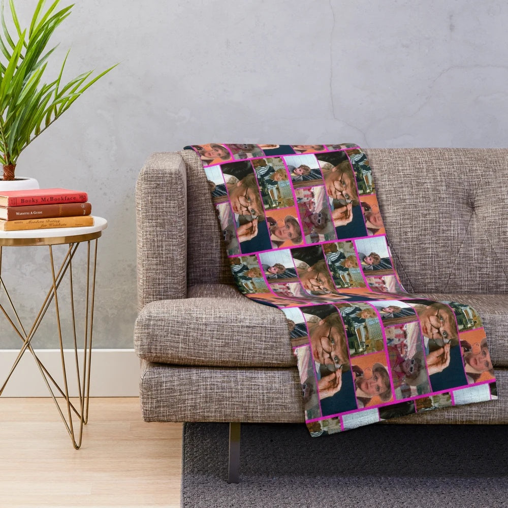 Soft "Murder, She Wrote" inspired plush blanket featuring Jessica Fletcher and Cabot Cove