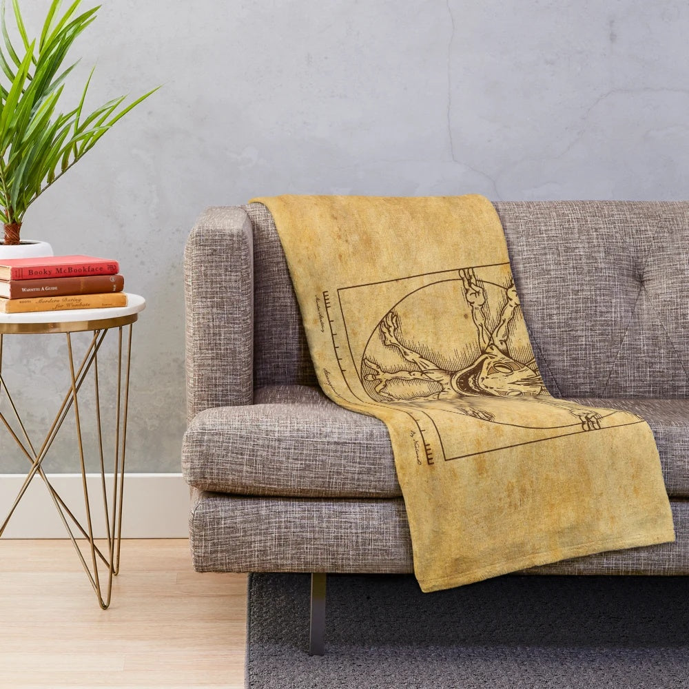Vitruvian-inspired Murloc plush blanket for World of Warcraft fans