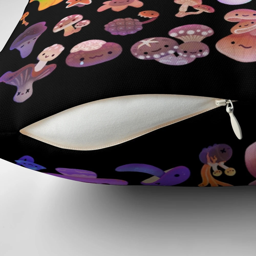 Soft, plush pillow in the shape of a mushroom, perfect for adding a touch of whimsy to your cottage core-inspired home.