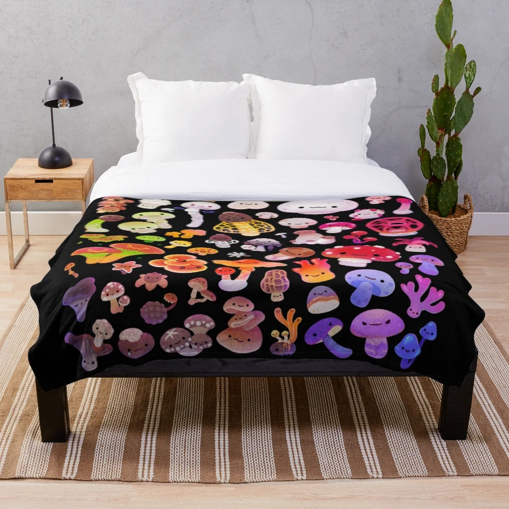 Soft and plush mushroom-themed blanket