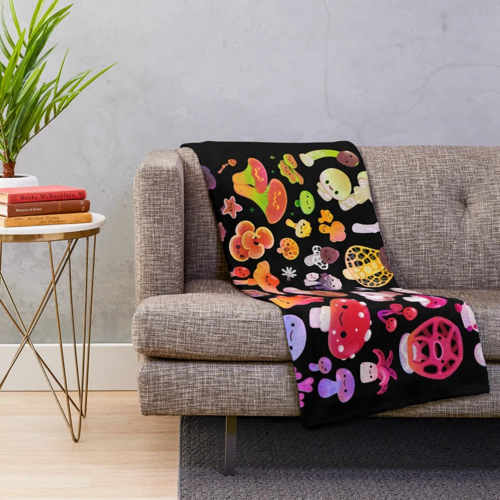 Soft and plush mushroom-themed blanket