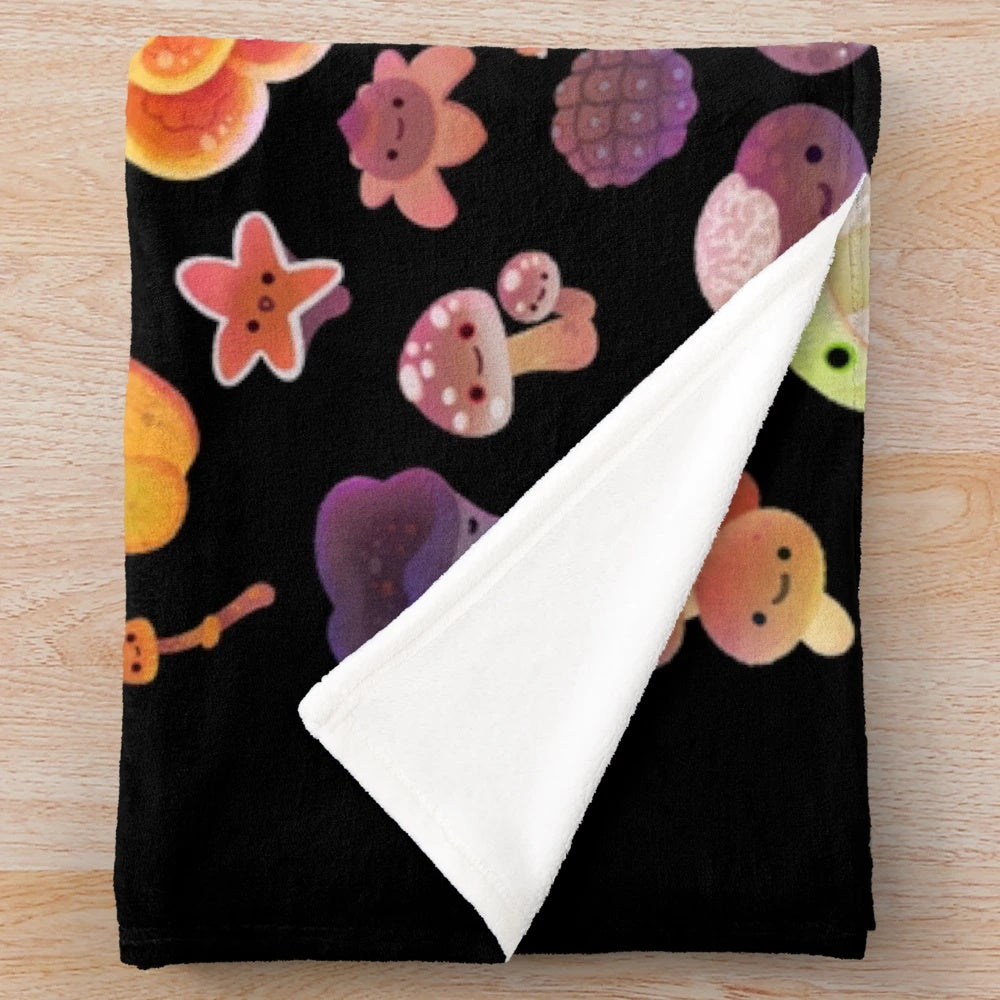 Soft and plush mushroom-themed blanket