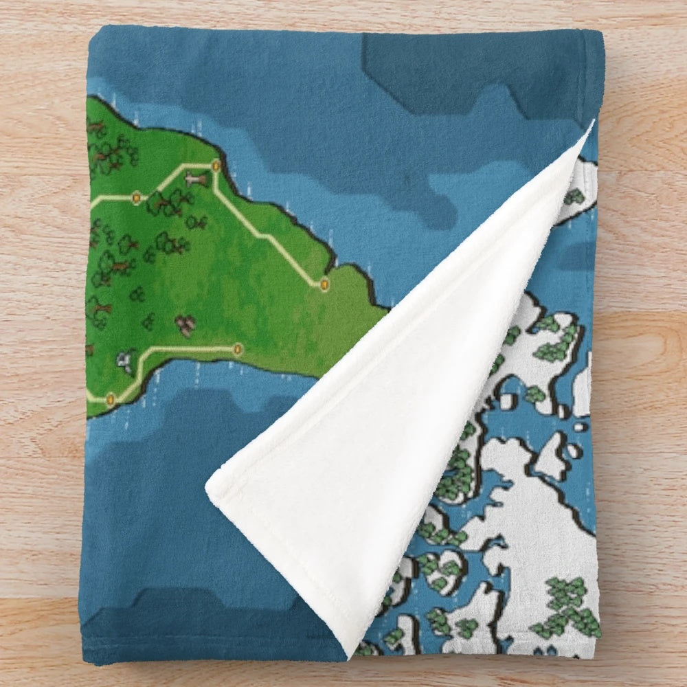 Mushroom-inspired plush blanket with an earth-themed design