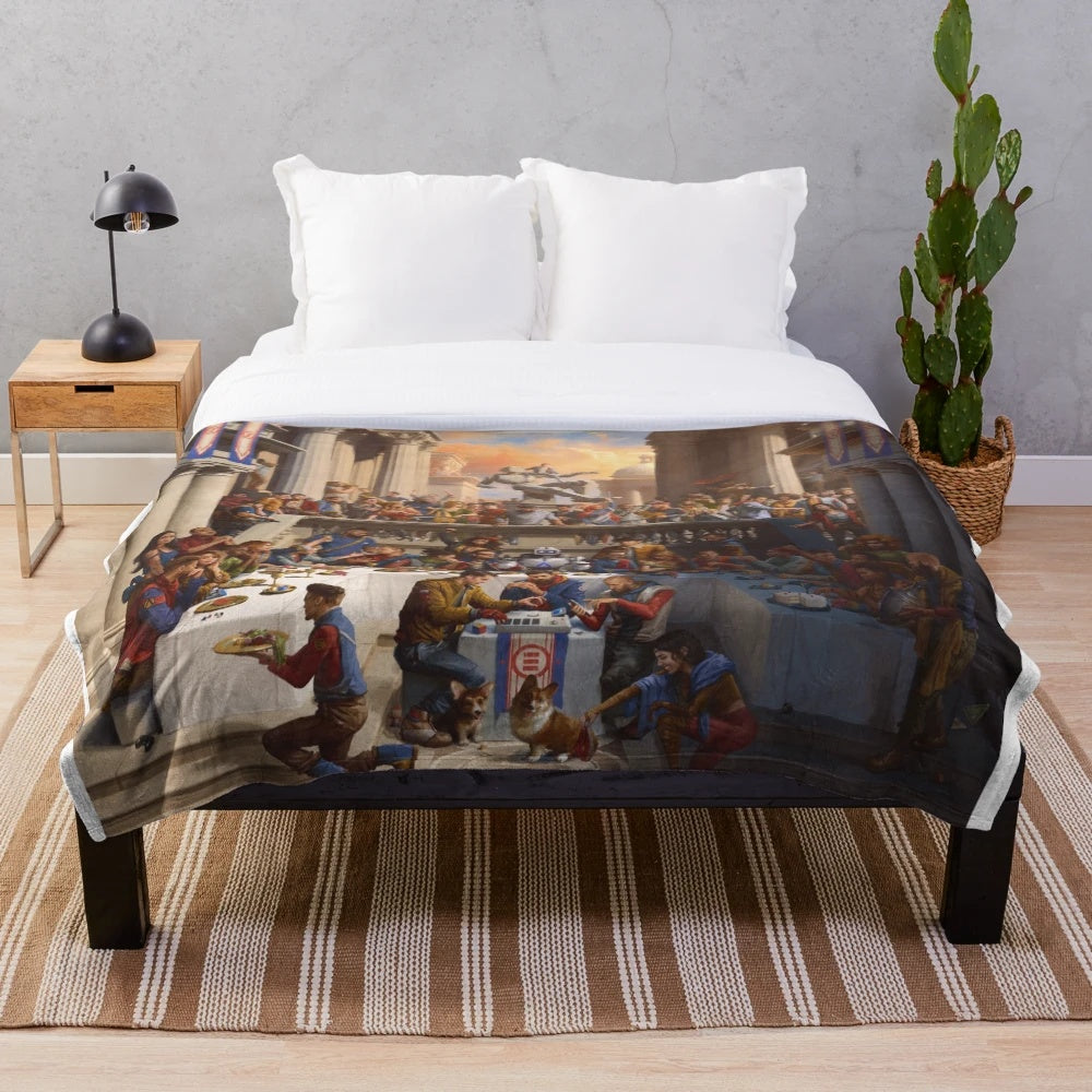 Plush blanket with inspiring hip hop and music-themed design
