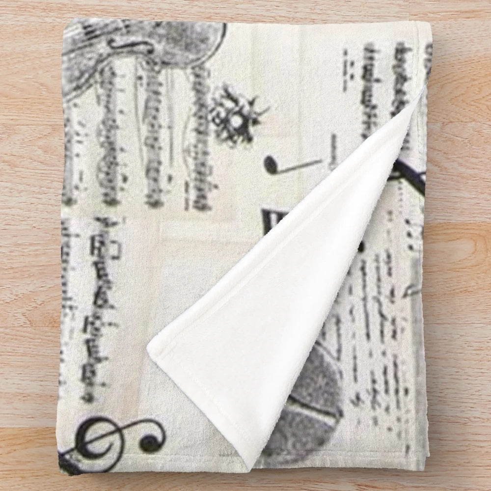 Music sheet patterned plush blanket for music fans and musicians