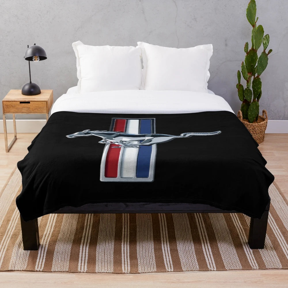 Soft and plush Ford Mustang-themed blanket