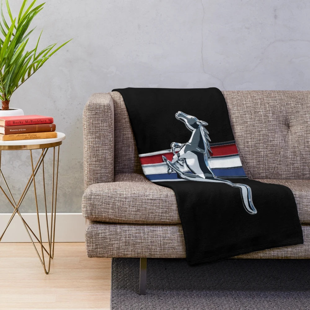 Soft and plush Ford Mustang-themed blanket