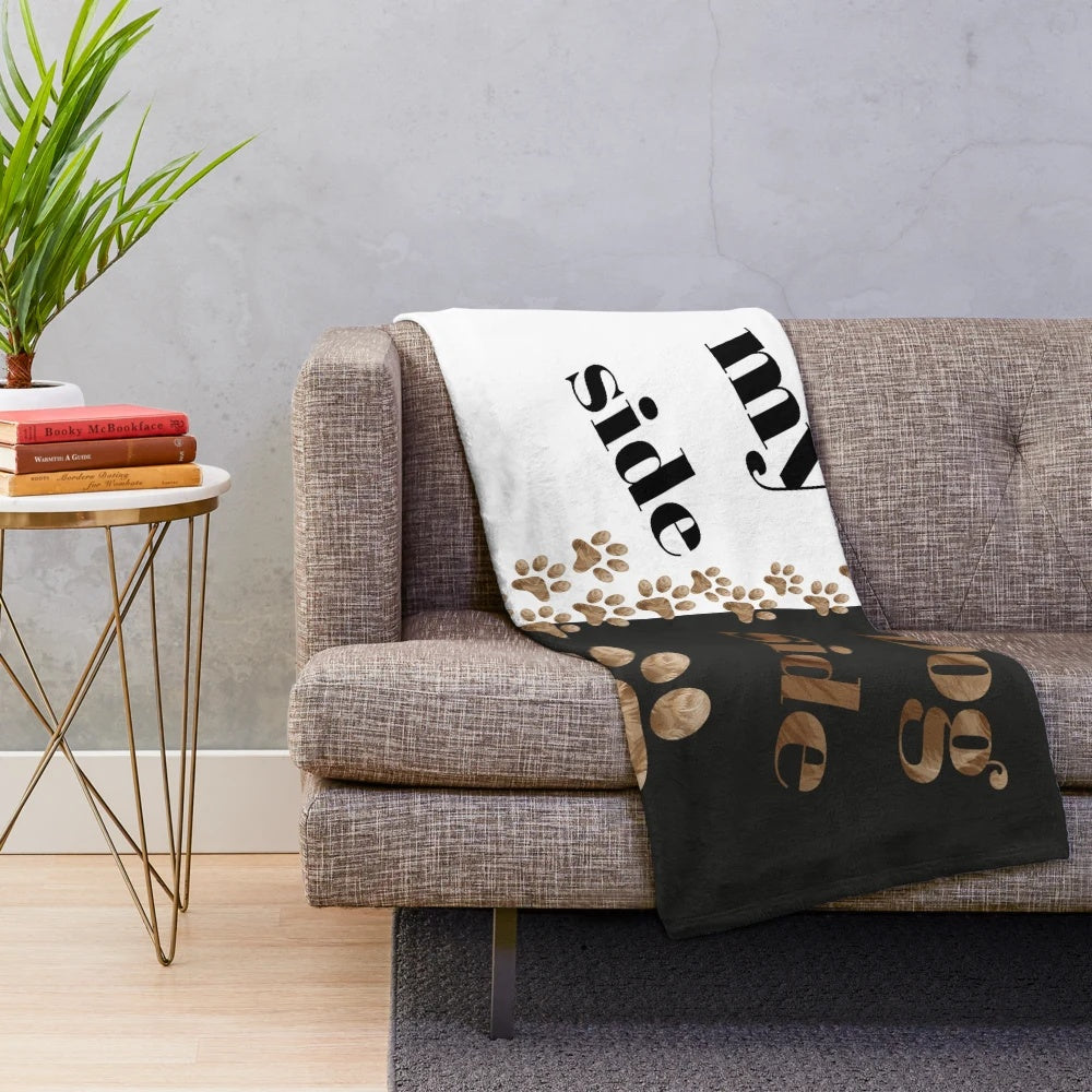 Soft plush dog blanket with paw print design