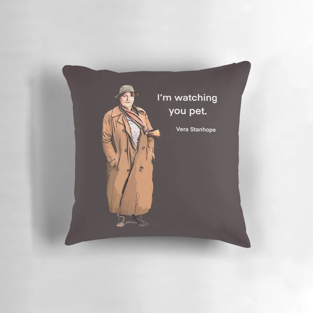 Throw pillow featuring the character Vera Stanhope from the popular UK crime drama series